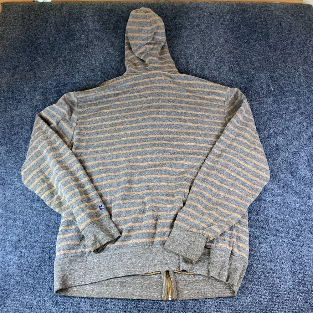The North Face Hoodie Mens Large Gray Brown Striped Full Zip Good Outdoor Pocket